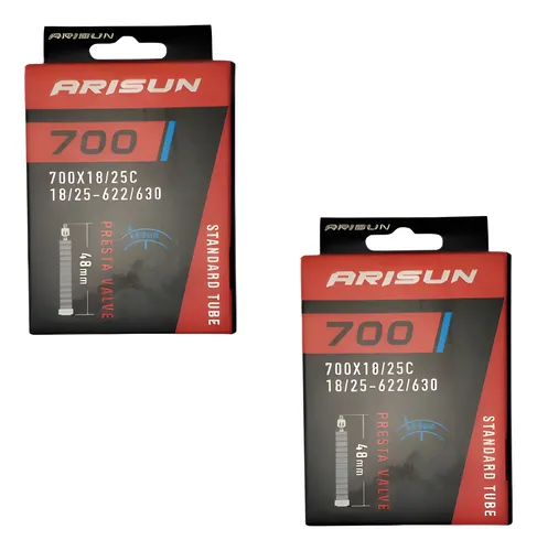 Par Câmara De Ar 700 X 18/25 Arisun Light 0.9mm Presta 48mm Presta