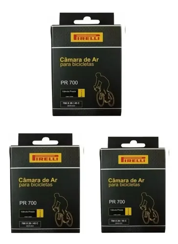 Kit 3 Câmara De Ar  Aro 700x28/45c Pirelli 60mm Bico Fino Schrader