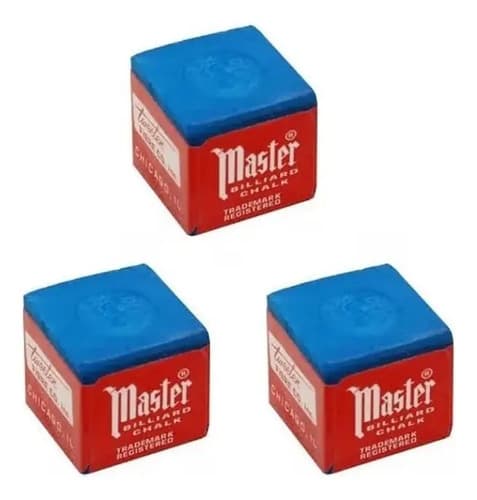 3 Giz Master Azul Para Bilhar / Sinuca / Snooker Azul