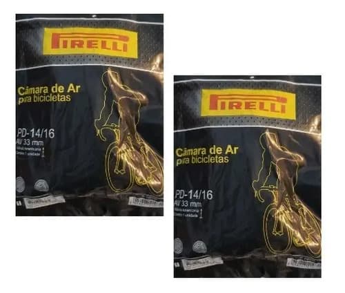 2 Câmara De Ar Bicicleta Aro 14/16 Pirelli Bico Grosso 33mm Schrader