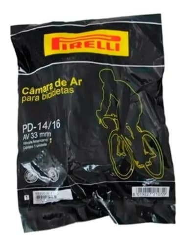 Câmara De Ar Bicicleta Aro 14/16 Pirelli Bico Grosso 33mm Schrader
