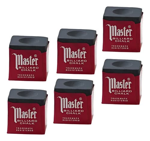 6 Giz Master Preto Para Bilhar / Sinuca / Snooker