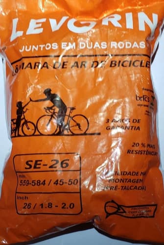 Câmara De Ar Bicicleta Aro 26 Levorin 33mm Bico Grosso Schrader