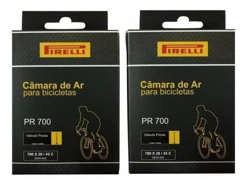 2 Câmara Ar Bicicleta Aro 700x28/45c Pirelli 48mm Bico Fino Schrader