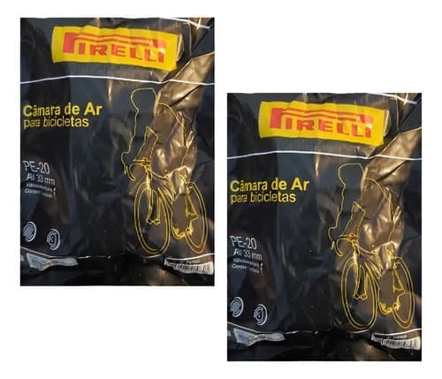 2 Câmara De Ar Bicicleta Aro 20 Pirelli Bico Grosso 33mm Schrader